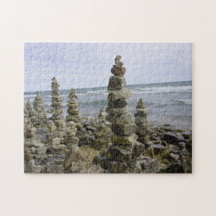 Mackinac Island Rock Cairn Collection - 11x14 inch Jigsaw Puzzle