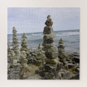 Mackinac Island Rock Cairn Collection - 20x20 inch Jigsaw Puzzle
