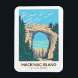 Mackinac Island State Park Michigan Arch Rock Magnet<br><div class="desc">Mackinac Island State Park vector artwork in a badge style design. Mackinac National Park was a United States national park that existed from 1875 to 1895 on Mackinac Island in northern Michigan.</div>
