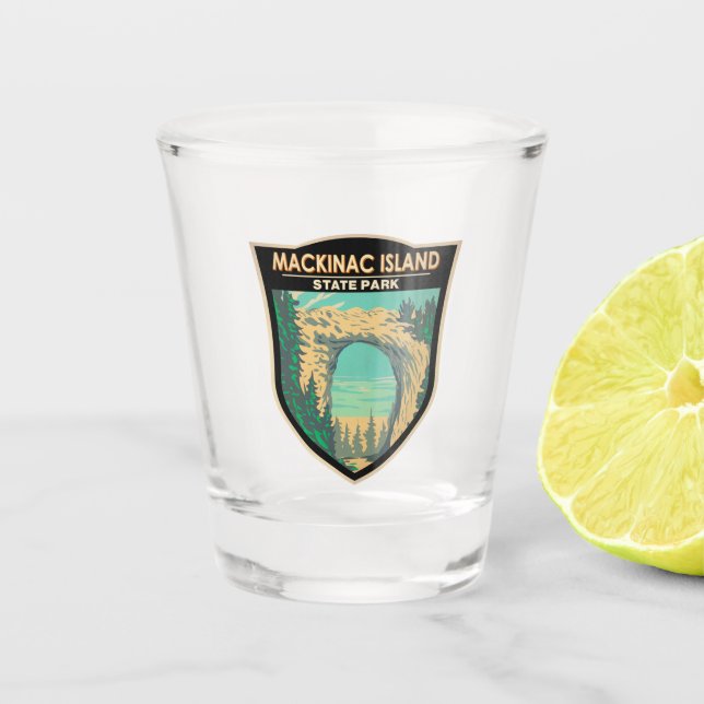 Mackinac Island State Park Michigan Arch Rock  Shot Glass (Front)