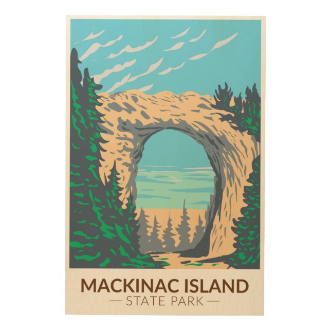 Mackinac Island State Park Michigan Arch Rock  Wood Wall Art (Front)