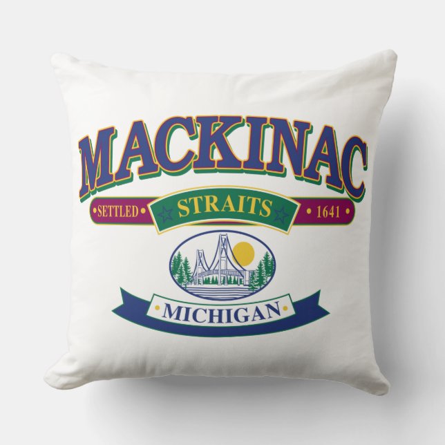 Mackinac Island Throw Pillow (Front)
