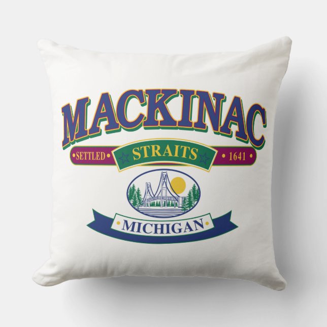 Mackinac Island Throw Pillow (Front)