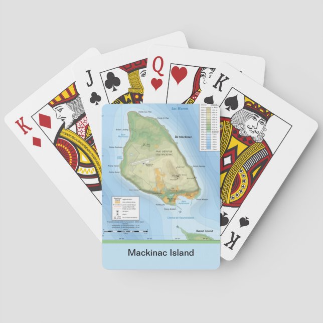 Mackinac Island Topography Bicycle Playing Cards (Back)