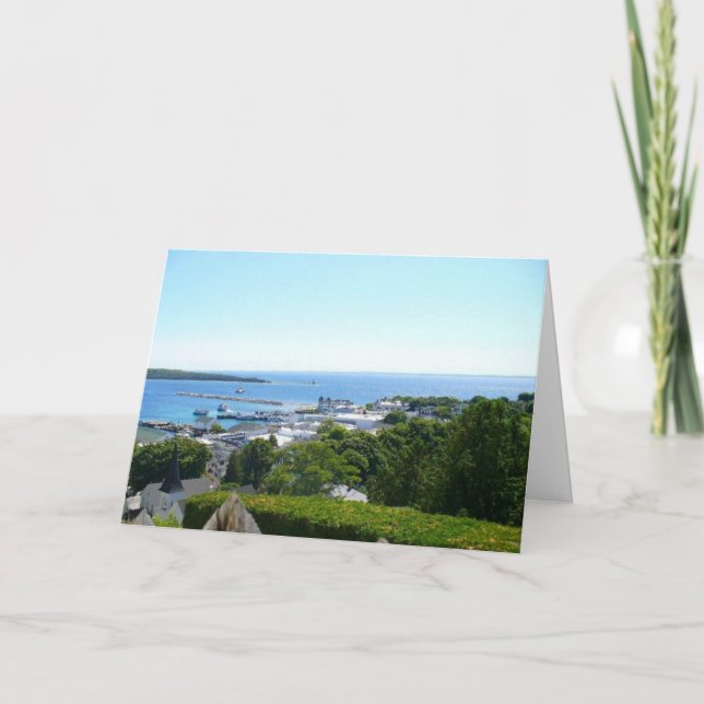 Mackinac Island View, Michigan USA Birthday Card (Front)