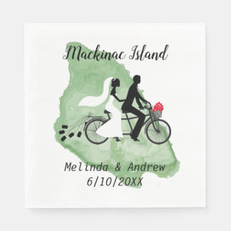 Mackinac Island Wedding Napkin with Tandem Bicycle