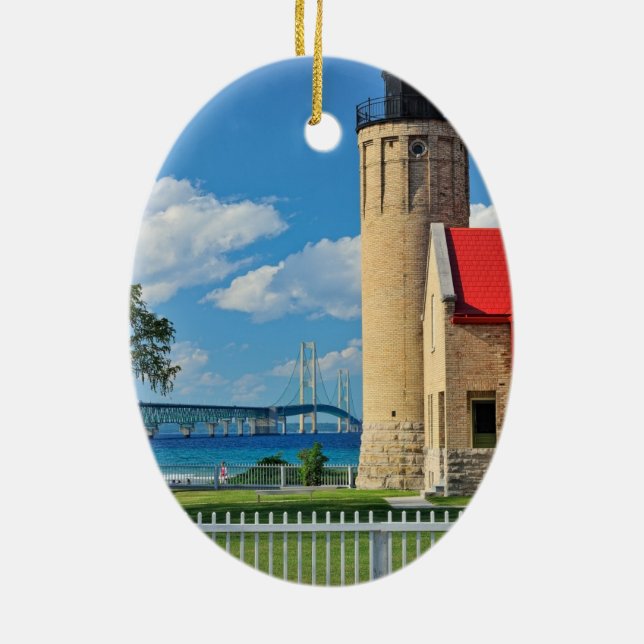 Mackinac Lighthouse Christmas Ornament (Back)