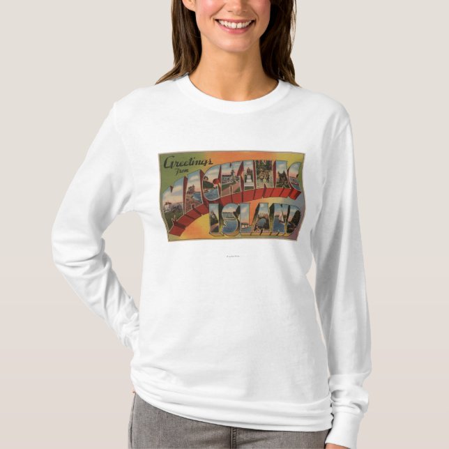 Mackinac, Michigan - Large Letter Scenes T-Shirt (Front)