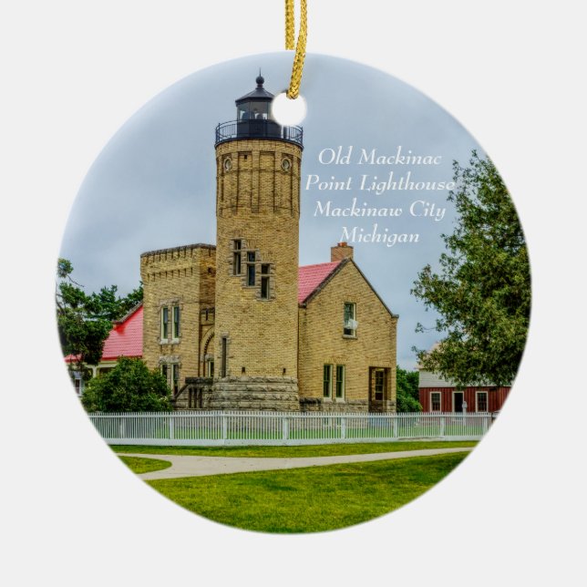 Mackinac Point Light Ceramic Ornament (Front)