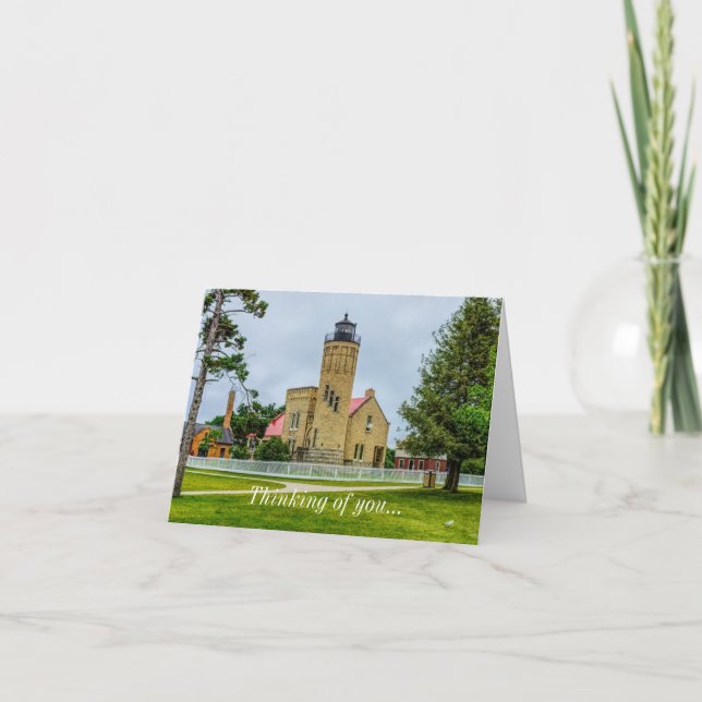 Mackinac Point Light Thinking Of You Card (Front)