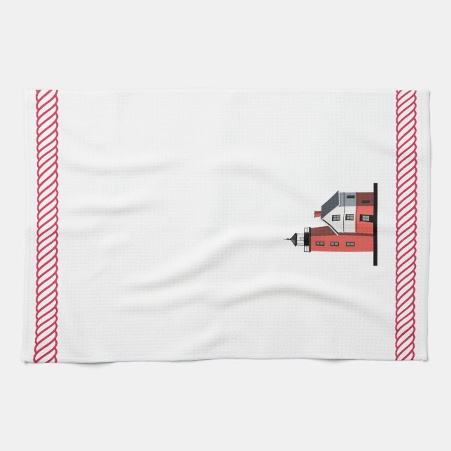 Mackinac Round Island Lighthouse Kitchen Towel (Horizontal)