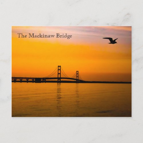 Mackinaw Bridge at Sunset Postcard