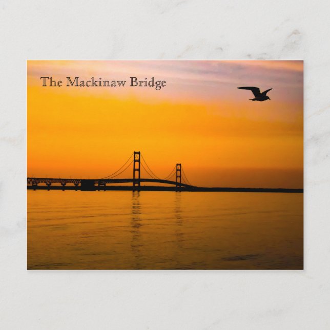 Mackinaw Bridge at Sunset Postcard (Front)
