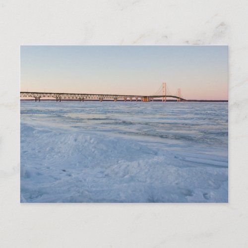 Mackinaw Bridge in Winter Postcard
