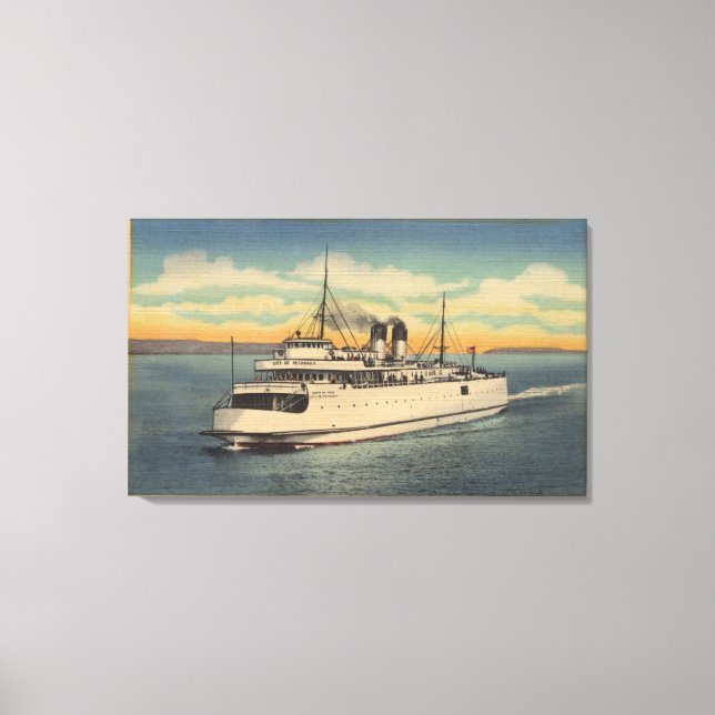 Mackinaw City, MI - View of City of Petoskey Canvas Print (Front)