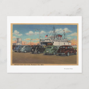 Mackinaw City, MI - View of MI State Ferry Dock Postcard