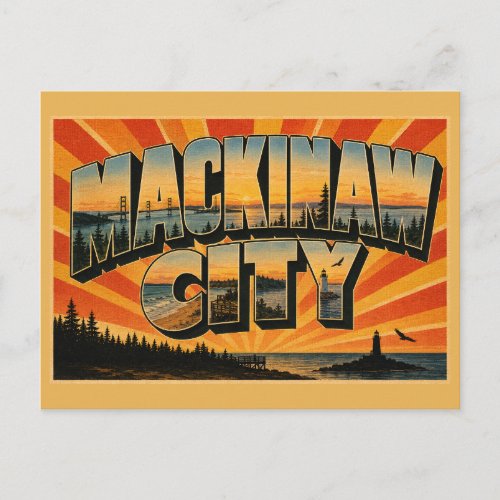Mackinaw City Michigan Straits Lakeside Beaches Postcard