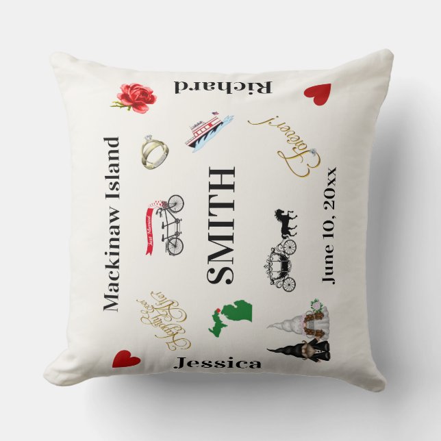 Mackinaw Island Wedding Blanket Throw Pillow (Front)