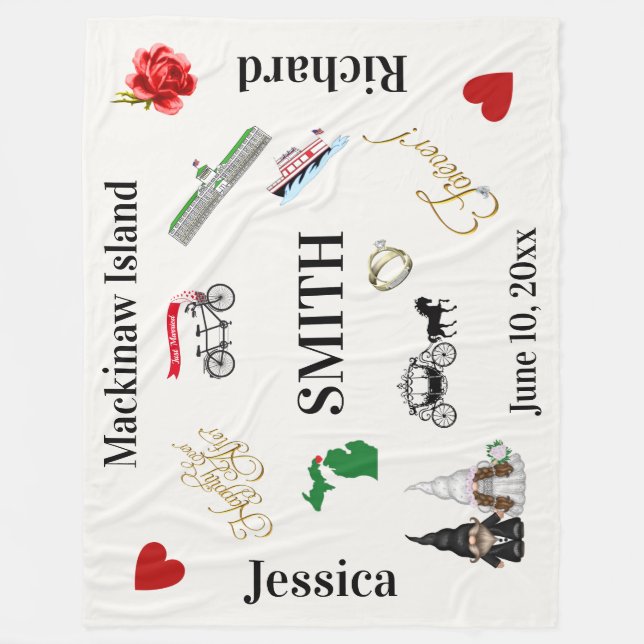 Mackinaw Island Wedding Fleece Blanket (Front)