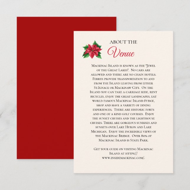 Mackinaw Island Wedding Venue Information Card (Front/Back)