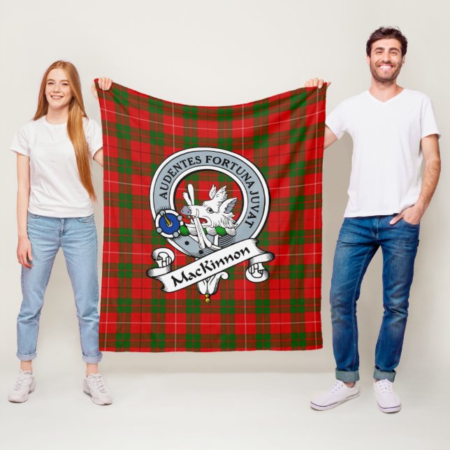 MacKinnon Clan Badge Tartan Plaid Fleece Blanket (In Situ)