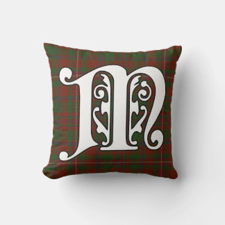 MacKinnon Clan Tartan Monogram Throw Pillow