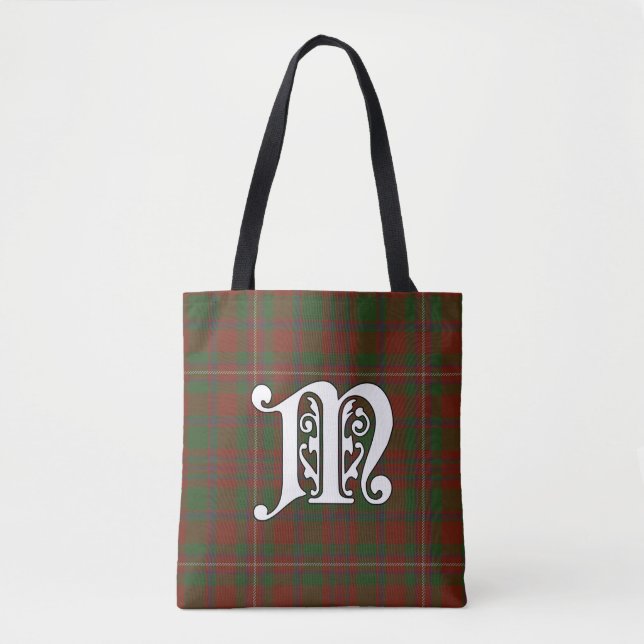 MacKinnon Clan Tartan Monogram Tote Bag (Front)