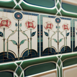 Mackintosh Art Deco Abstract Floral Wall Decor Cer Ceramic Tile