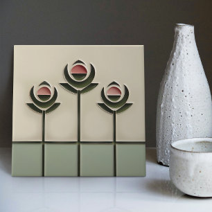 Mackintosh Art Deco Abstract Floral Wall Decor Cer Ceramic Tile