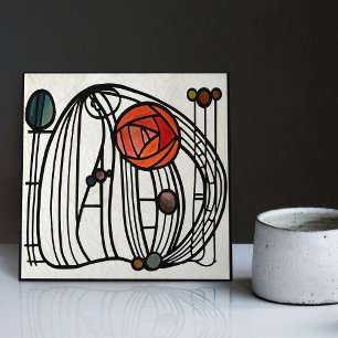 Mackintosh Art Deco Abstract Floral Wall Decor Cer Ceramic Tile