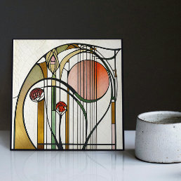 Mackintosh Art Deco Abstract Floral Wall Decor Cer Ceramic Tile