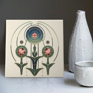 Mackintosh Art Deco Abstract Floral Wall Decor Cer Ceramic Tile