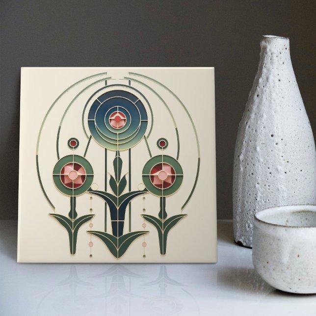 Mackintosh Art Deco Abstract Floral Wall Decor Cer Ceramic Tile (Creator Uploaded)