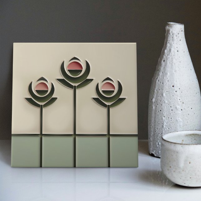 Mackintosh Art Deco Abstract Floral Wall Decor Cer Ceramic Tile (Creator Uploaded)