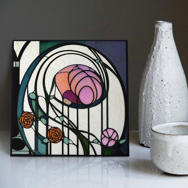 Mackintosh Art Deco Abstract Floral Wall Decor Cer Ceramic Tile (Creator Uploaded)