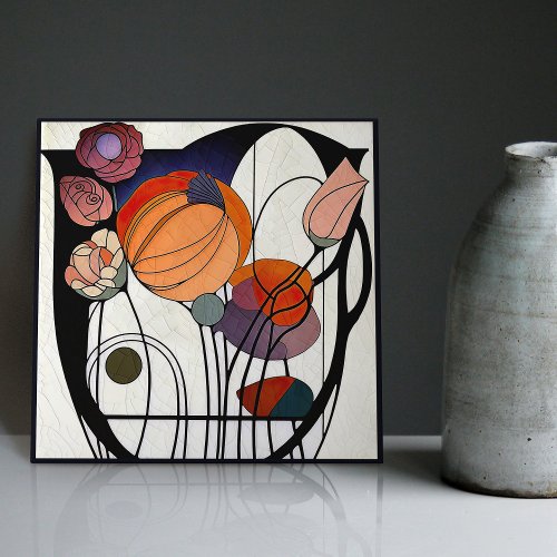 Mackintosh Art Deco Abstract Floral Wall Decor Cer Ceramic Tile