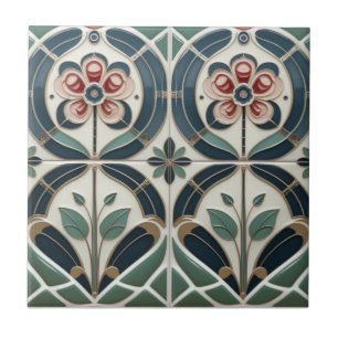 Mackintosh Art Deco Abstract Floral Wall Decor Ceramic Tile