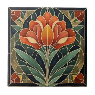 Mackintosh Art Deco Abstract Floral Wall Decor Ceramic Tile