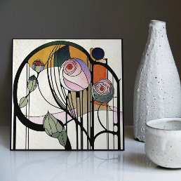 Mackintosh Art Deco Abstract Floral Wall Decor Ceramic Tile