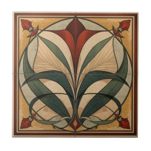 Mackintosh Art Deco Abstract Floral Wall Decor Ceramic Tile