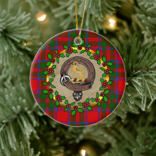 MacKintosh Badge & Tartan Personalized Christmas Ceramic Ornament