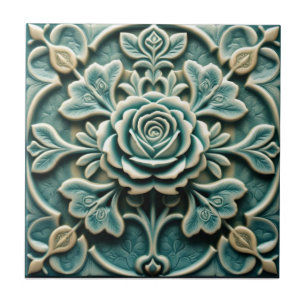 Mackintosh Rose Faux Relief Arts & Crafts Repro Ceramic Tile