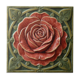 Mackintosh Rose Faux Relief Arts & Crafts Repro Ceramic Tile
