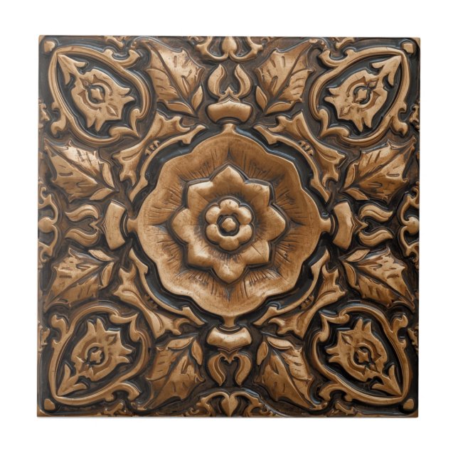 Mackintosh Rose Faux Relief Arts & Crafts Repro Ceramic Tile (Front)