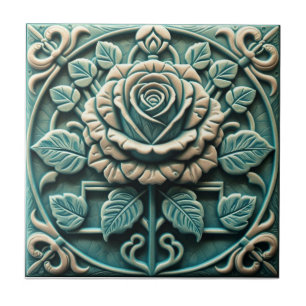 Mackintosh Rose Faux Relief Arts & Crafts Repro Ceramic Tile