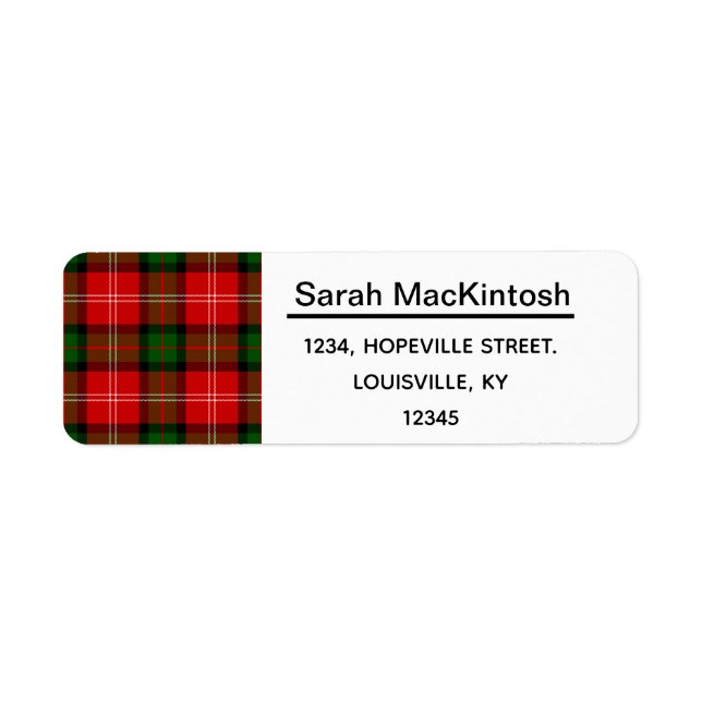 MacKintosh Tartan. Label (Front)