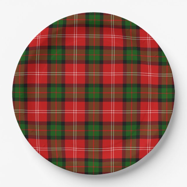 MacKintosh tartan red green plaid Paper Plates (Front)