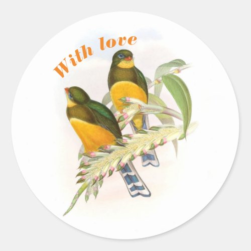 Macklots Trogon With love   Classic Round Sticker