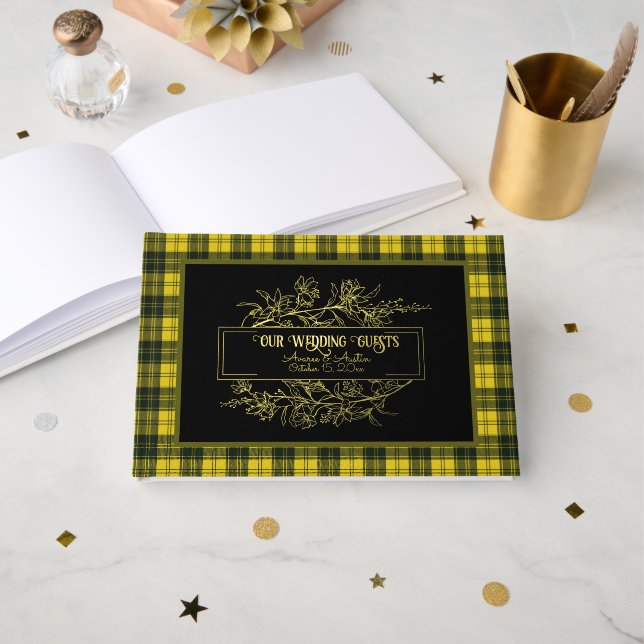 MacLachlan Dress Modern Original Scottish Tartan Foil Guest Book (Front Open)