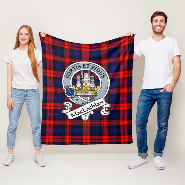 MacLachlan Modern Clan Badge Tartan Plaid Fleece Blanket (In Situ)